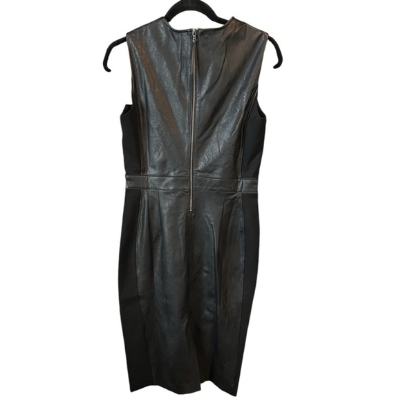 SPANX Leather-Like Combo Fitted Dress - Luxe Black Sz M New with Tags - Picture 7 of 12
